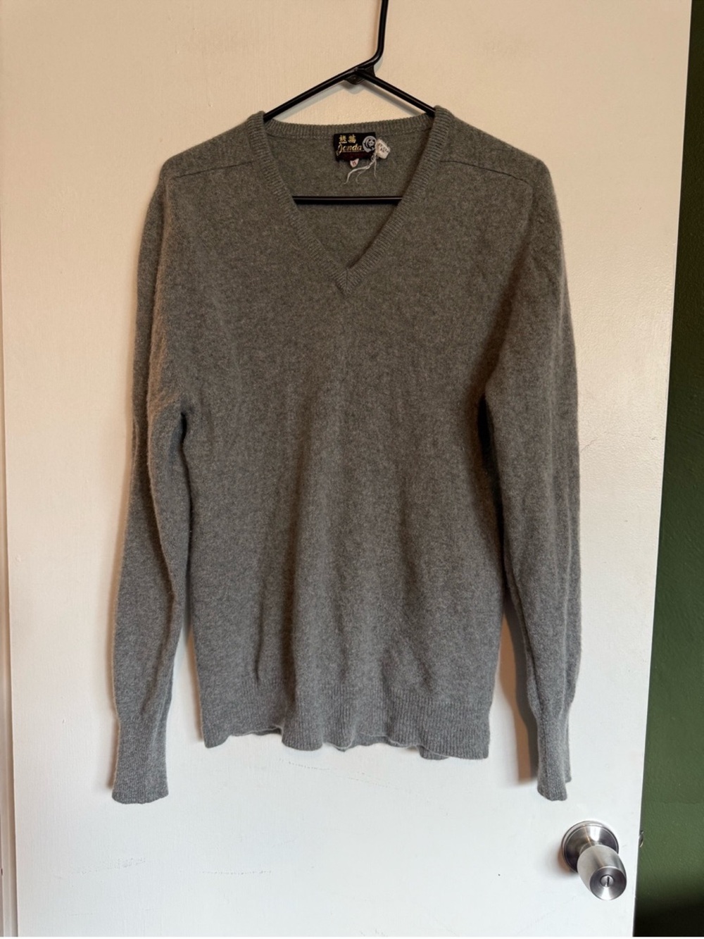 Panda brand gray cashmere v neck pullover sweater 
size medium